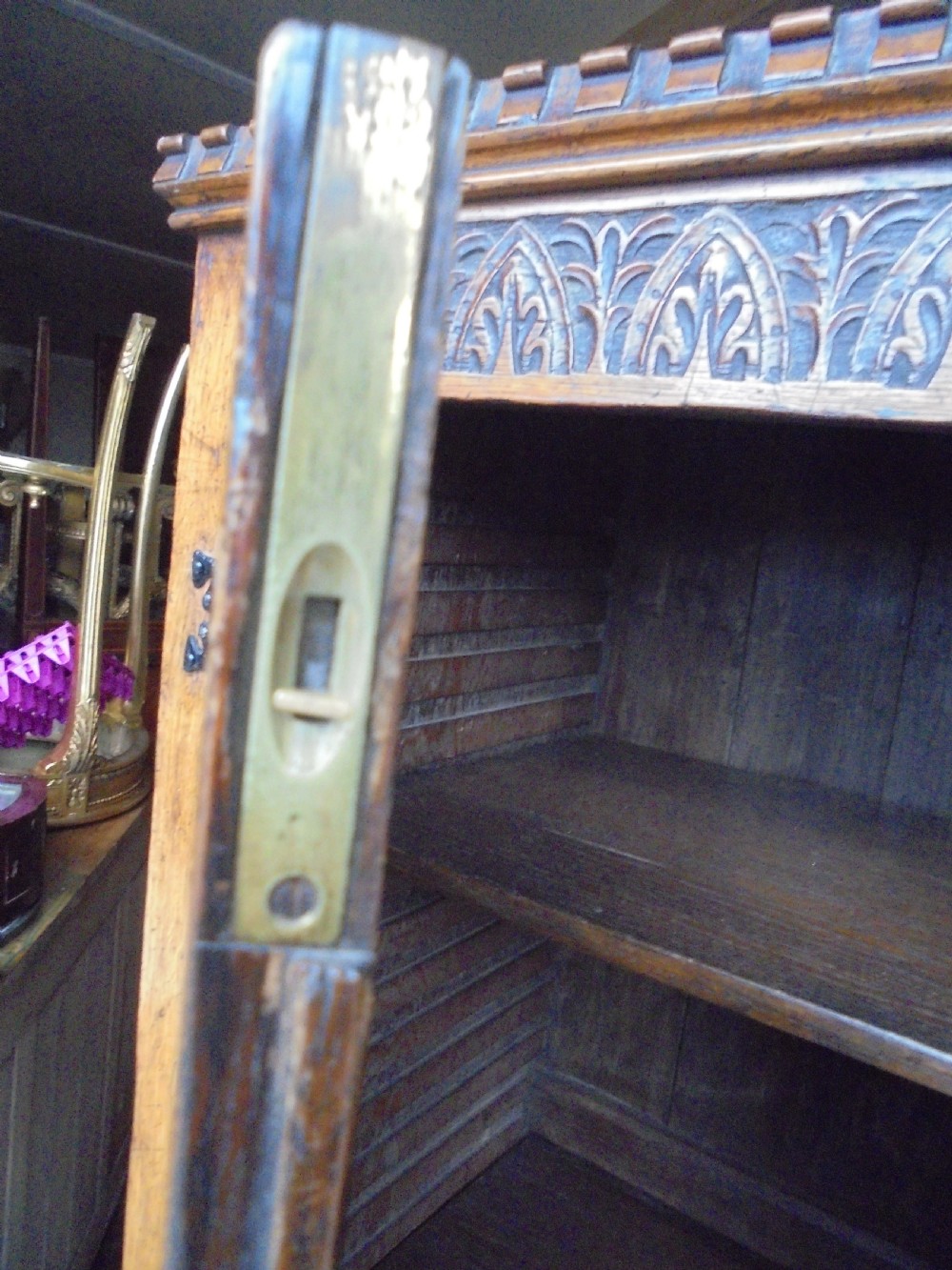 Panelled oak linen press storage View VIII