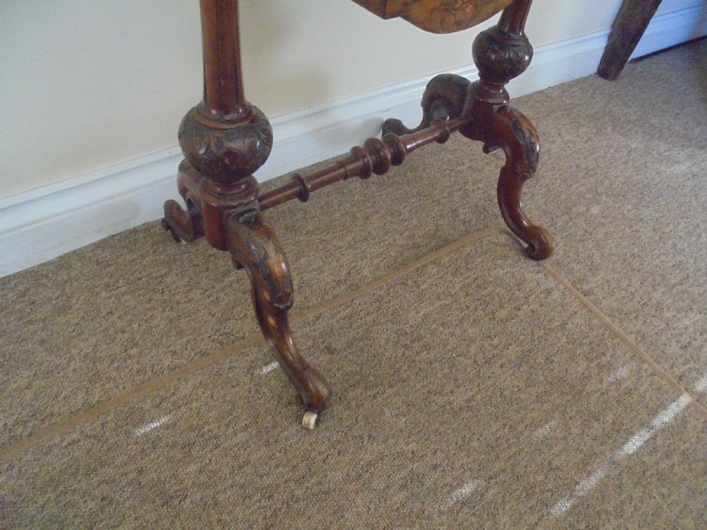 Victorian walnut oval sewing table View II