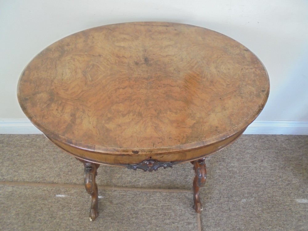 Victorian walnut oval sewing table View III