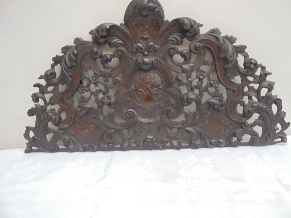 18th century carved walnut wall hanging