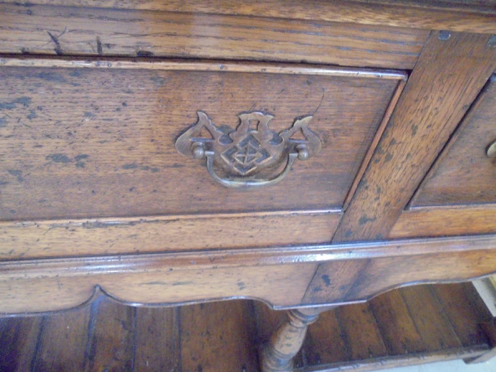 English oak pot board three drawer dresser base View VI