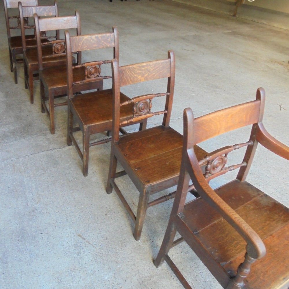 Set of six country oak dining or kitchen chairs View II