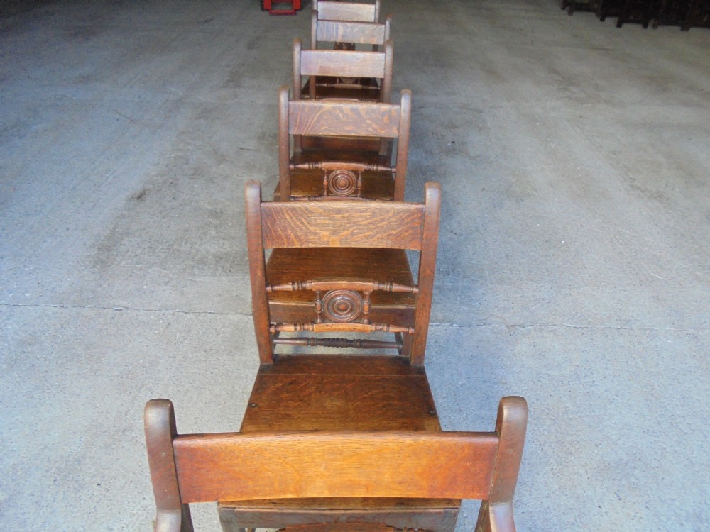 Set of six country oak dining or kitchen chairs View V