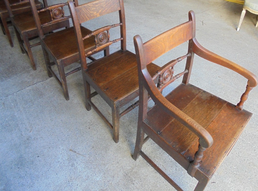 Set of six country oak dining or kitchen chairs View VII