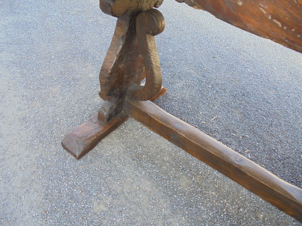 18th century Elm refectory farmhouse dining table seats ten View IV