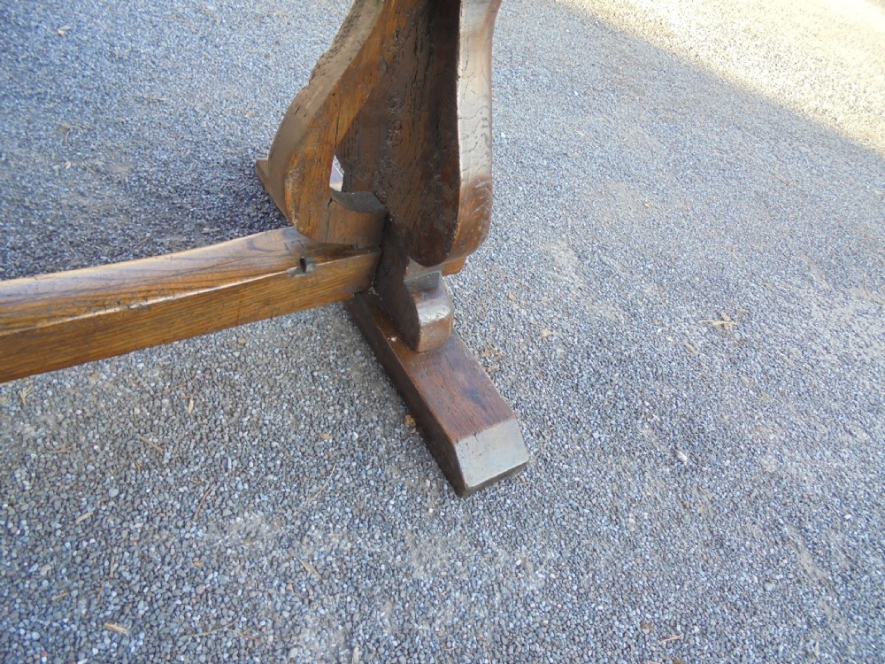 18th century Elm refectory farmhouse dining table seats ten View V