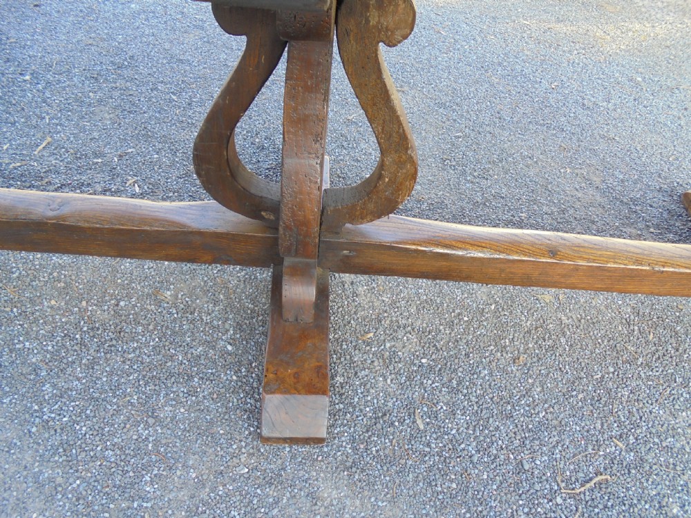 18th century Elm refectory farmhouse dining table seats ten View VI