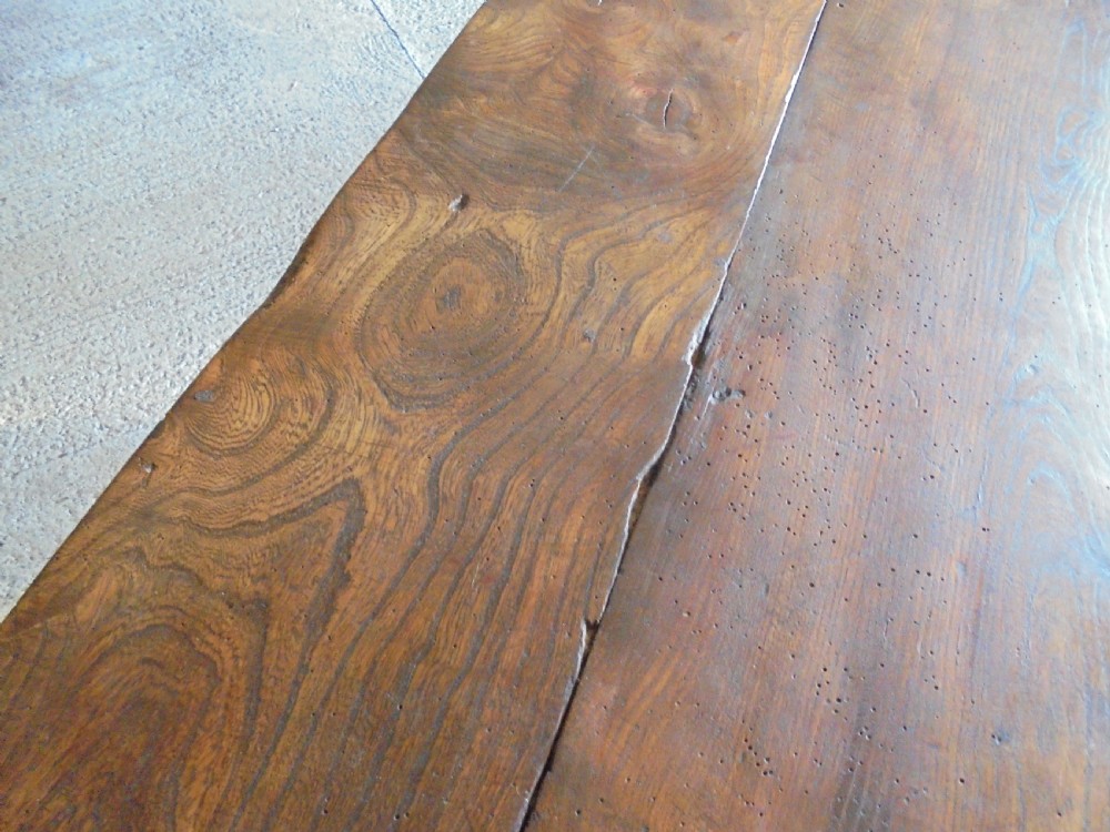 18th century Elm refectory farmhouse dining table seats ten View X