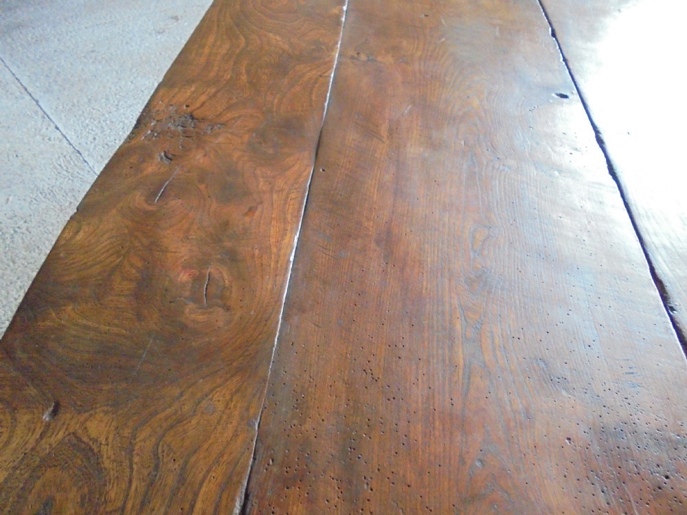 18th century Elm refectory farmhouse dining table seats ten View XI