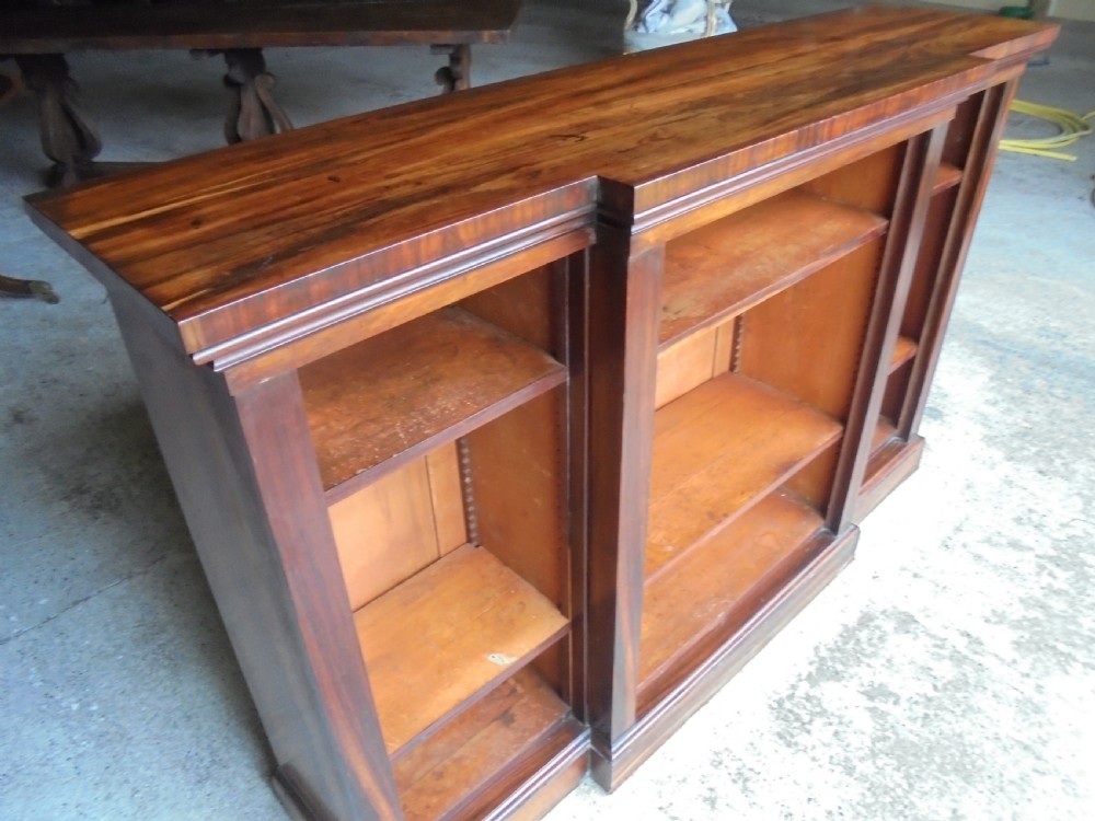 Regency Coromandel break front open bookshelves View II