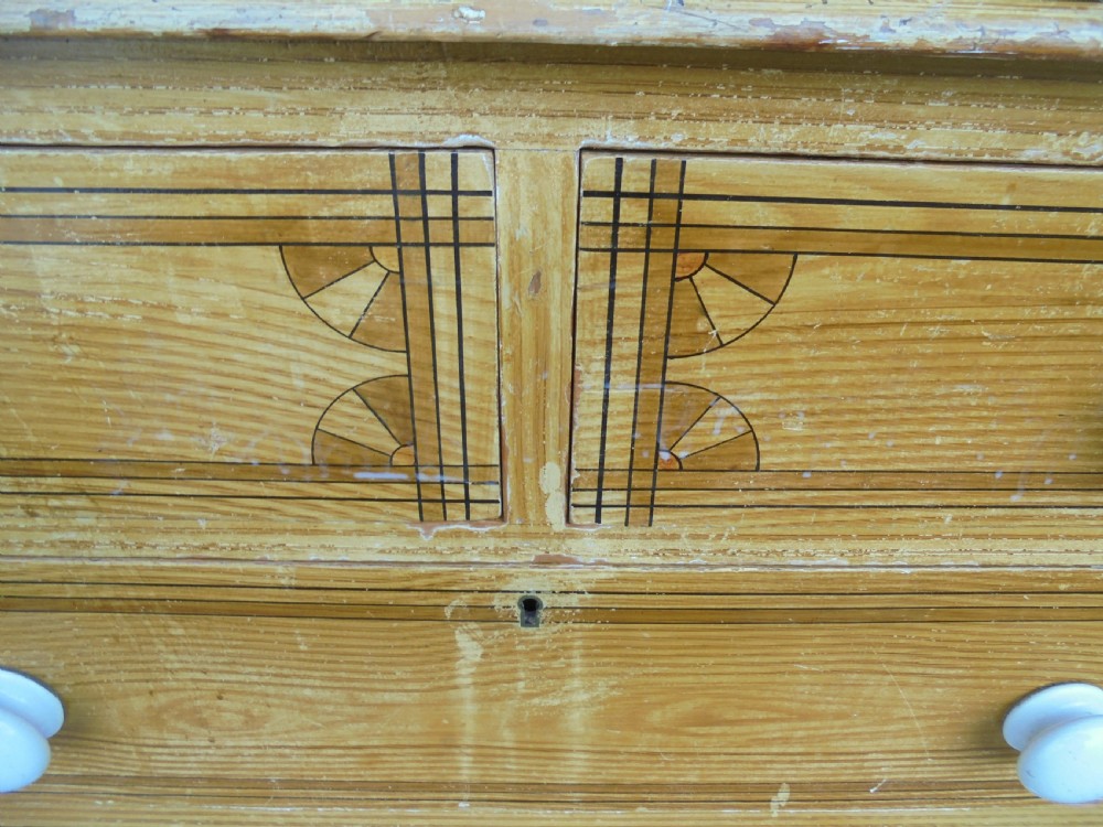 Decorated Victorian pine chest of drawers View III