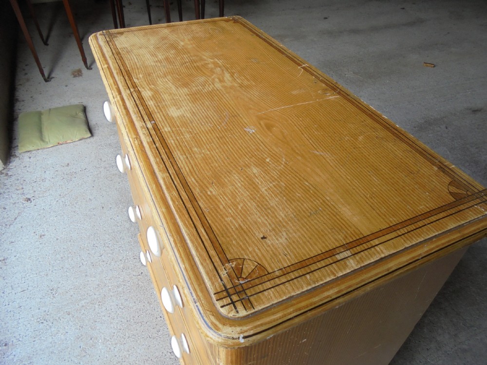 Decorated Victorian pine chest of drawers View IV