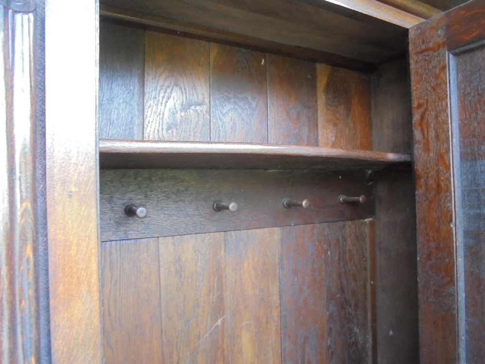 Oak linen fold Estate boot room cupboard View II