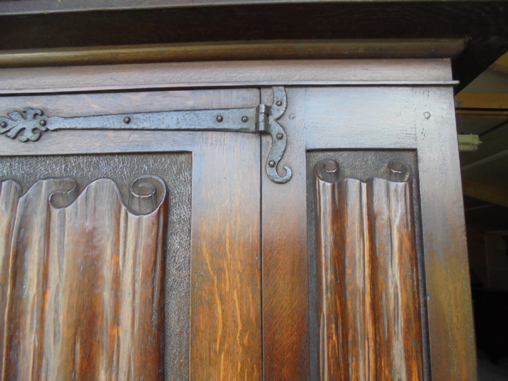 Oak linen fold Estate boot room cupboard View IV