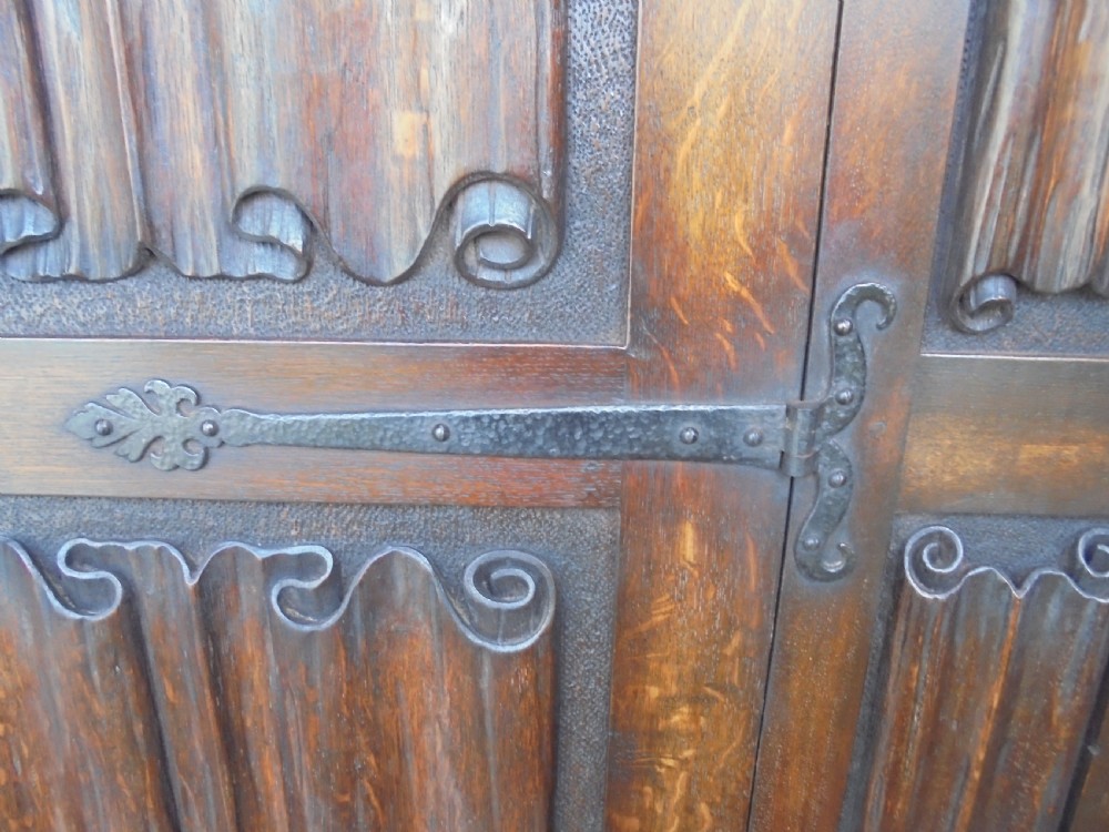 Oak linen fold Estate boot room cupboard View VII