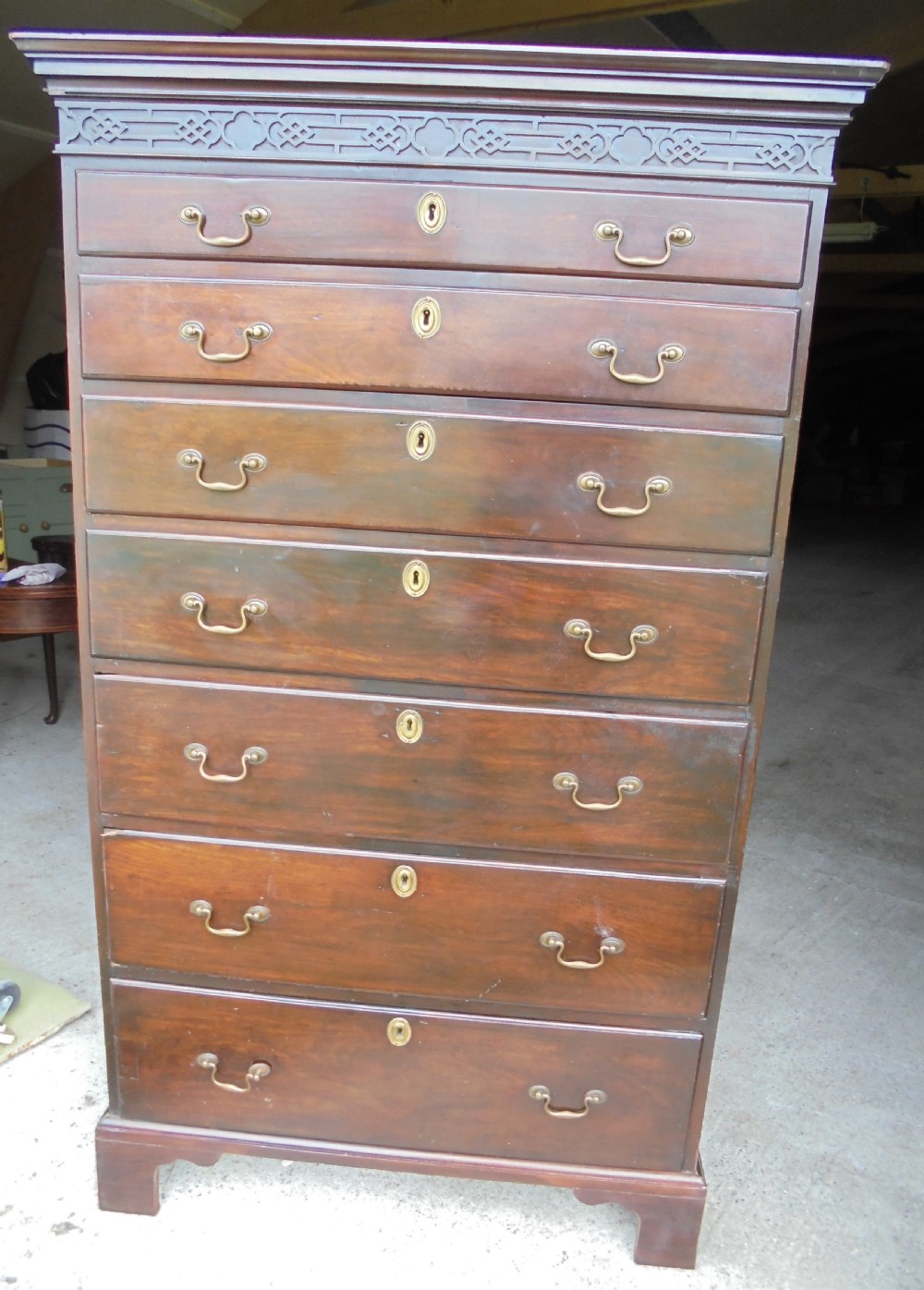 Chippendale style mahogany chest of seven drawers
