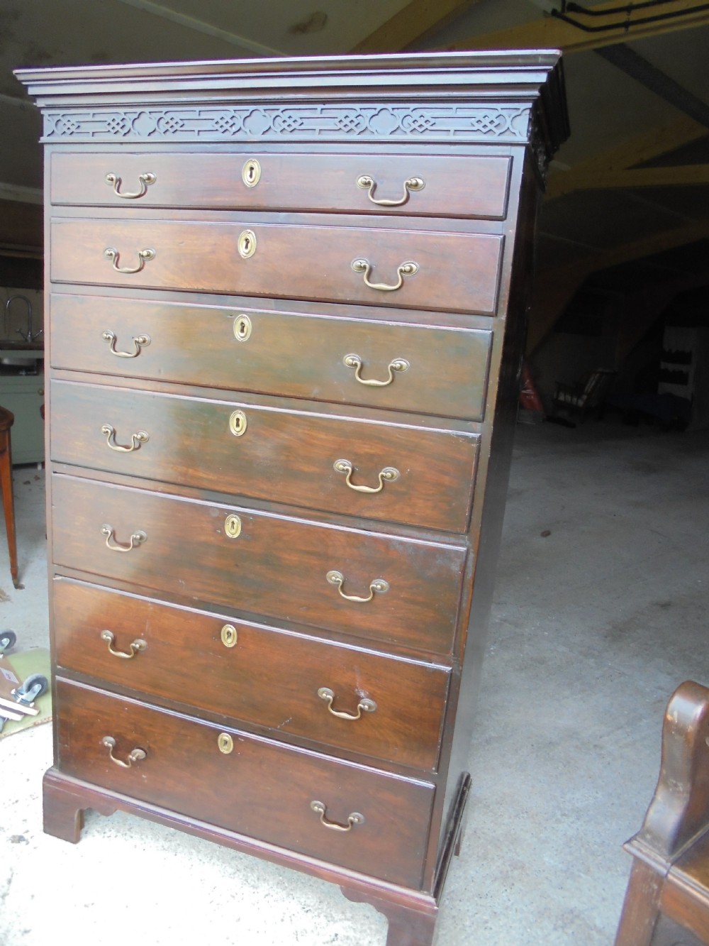 Chippendale style mahogany chest of seven drawers View V