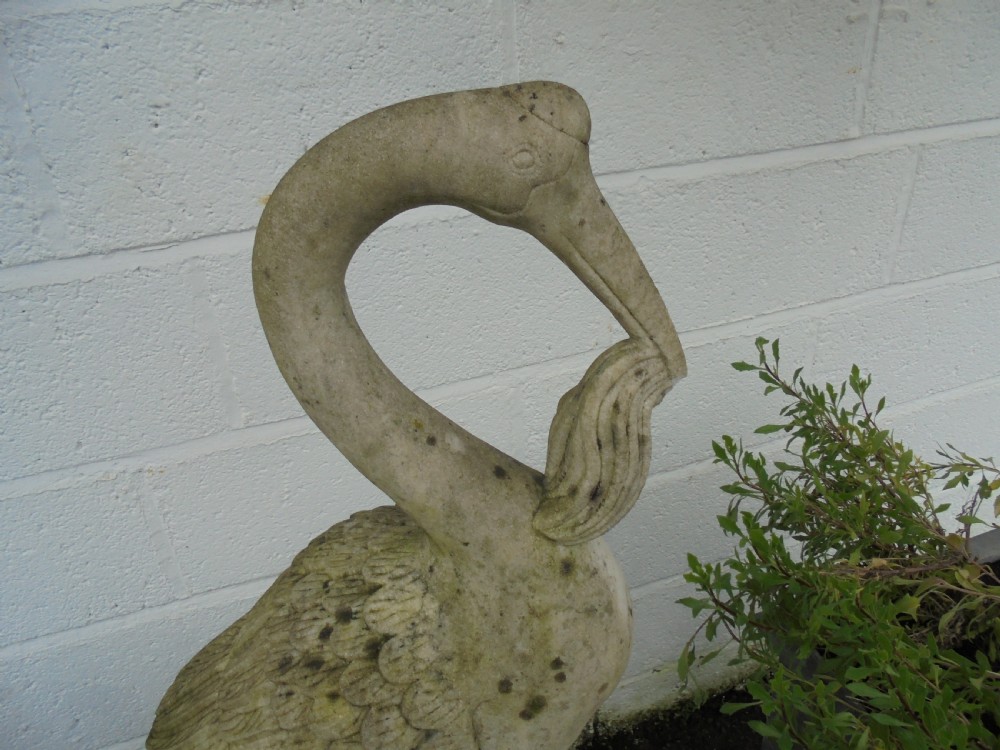 Weathered Carved marble statue of two cranes feeding  View VII