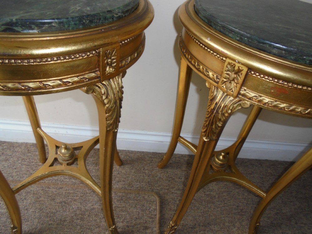 Pair of gilded marble top lamp tables , bedside tables View VII