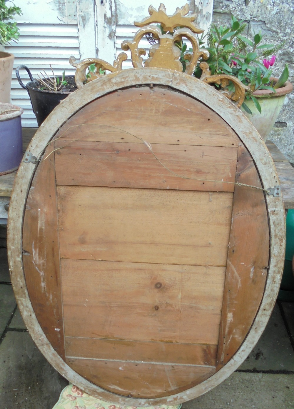 Large 18th century oval gilded wood wall mirror View VII