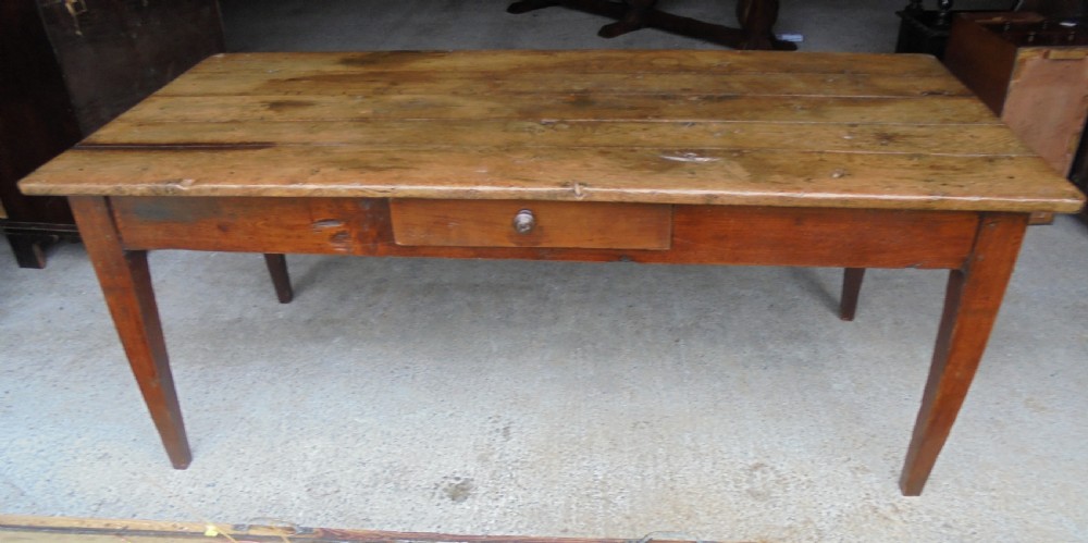 French apple and fruitwood farmhouse kitchen dining table seats eight