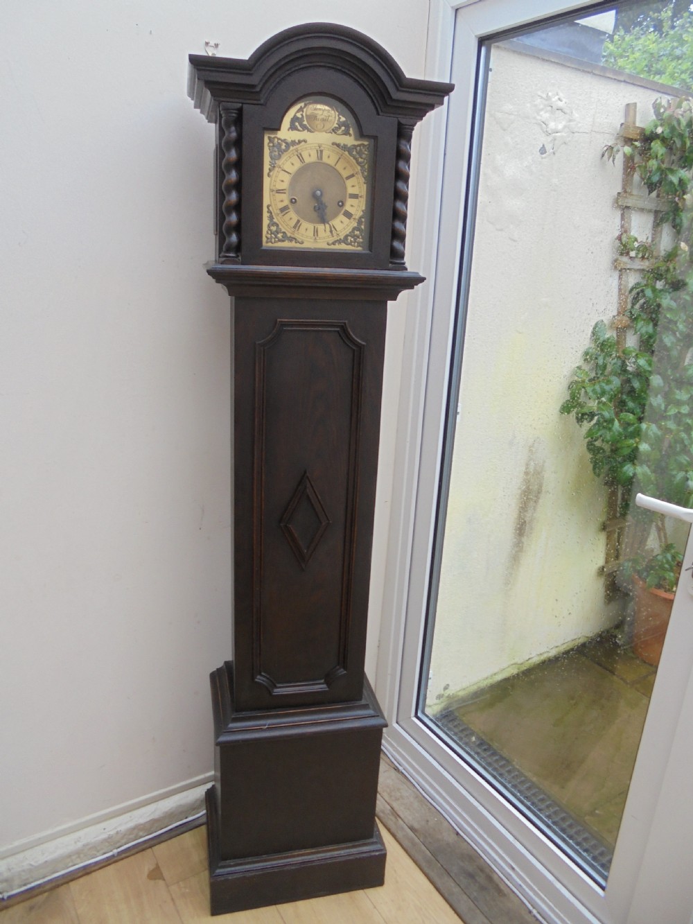 Jacobean style oak Grandmother clock