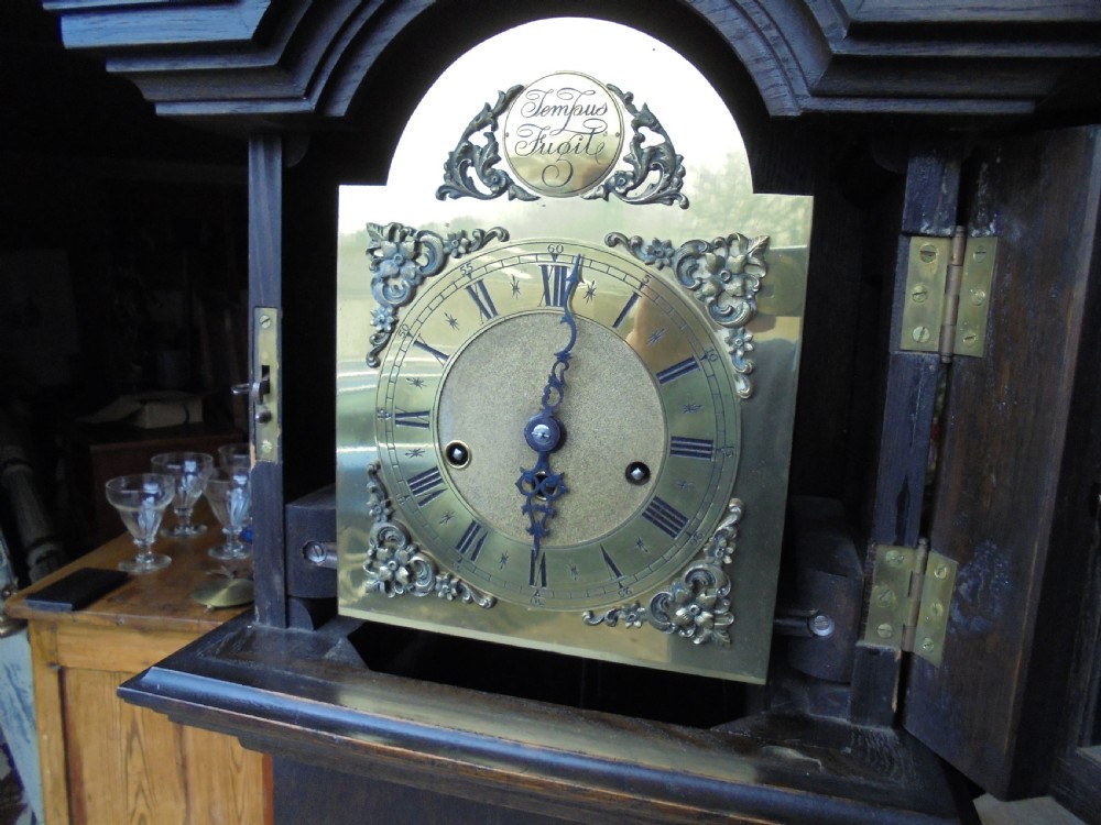 Jacobean style oak Grandmother clock View II