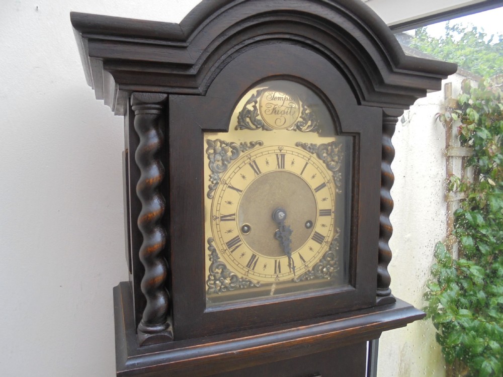 Jacobean style oak Grandmother clock View III