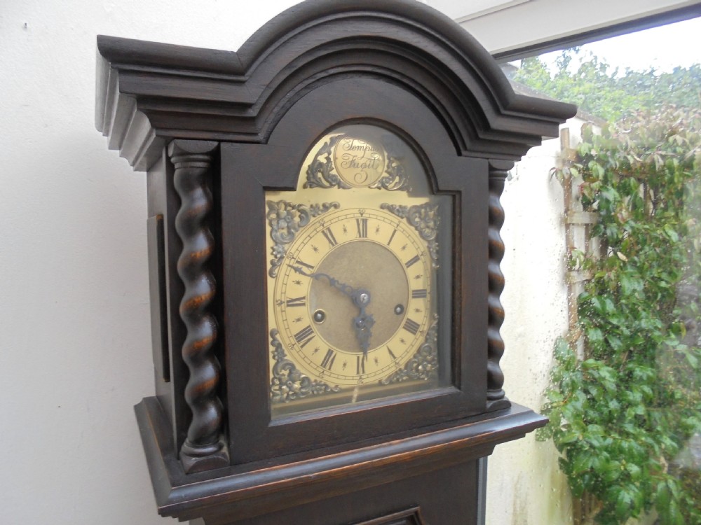 Jacobean style oak Grandmother clock View VI