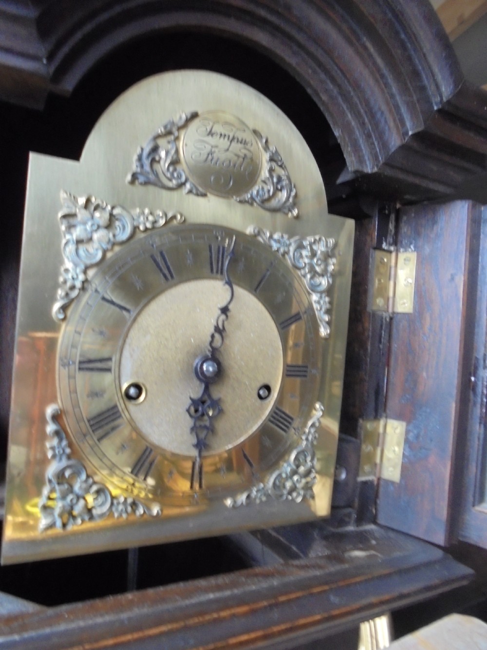 Jacobean style oak Grandmother clock View IX