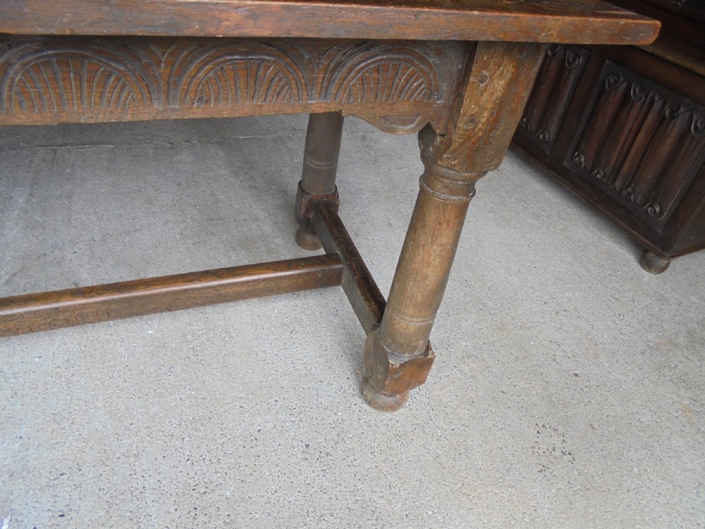 Part 18th century oak farmhouse refectory dining table seats eight View II