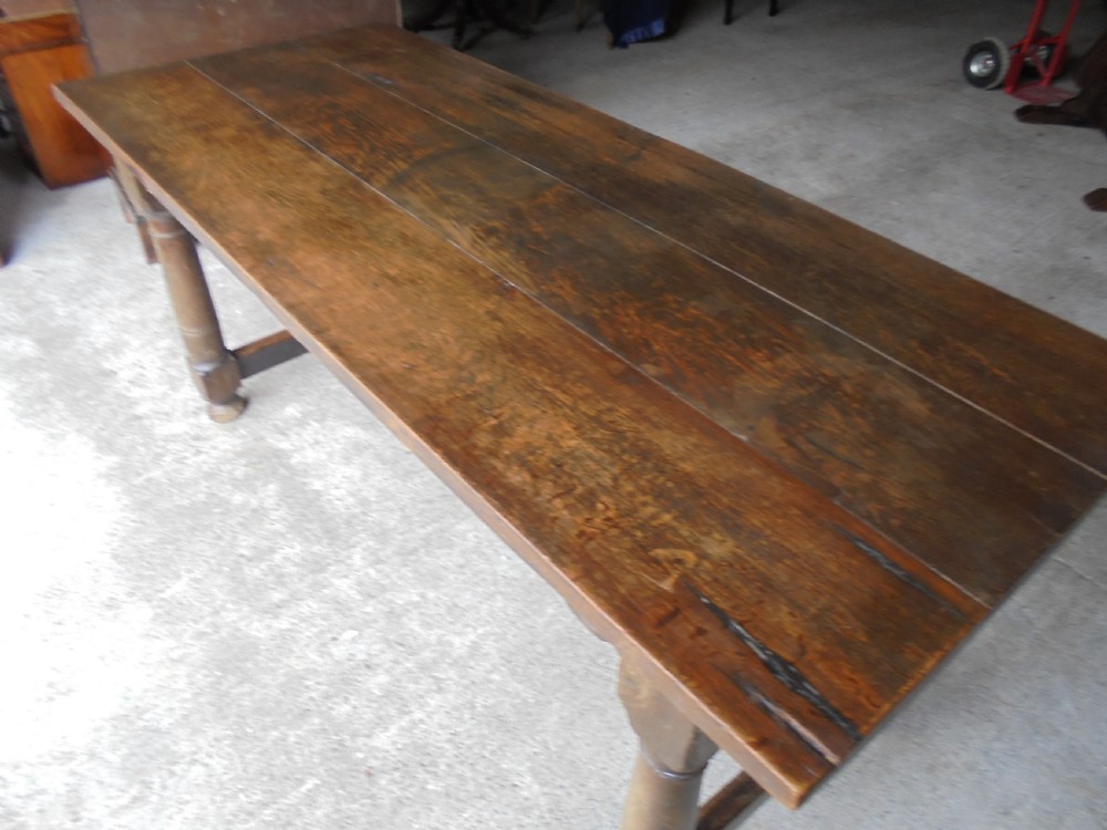 Part 18th century oak farmhouse refectory dining table seats eight View III