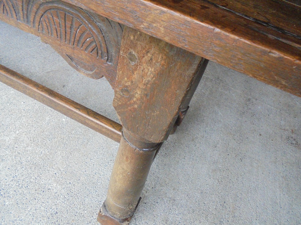 Part 18th century oak farmhouse refectory dining table seats eight View IV