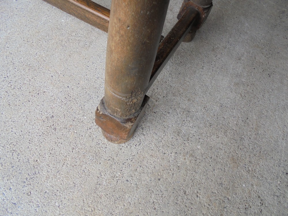 Part 18th century oak farmhouse refectory dining table seats eight View V