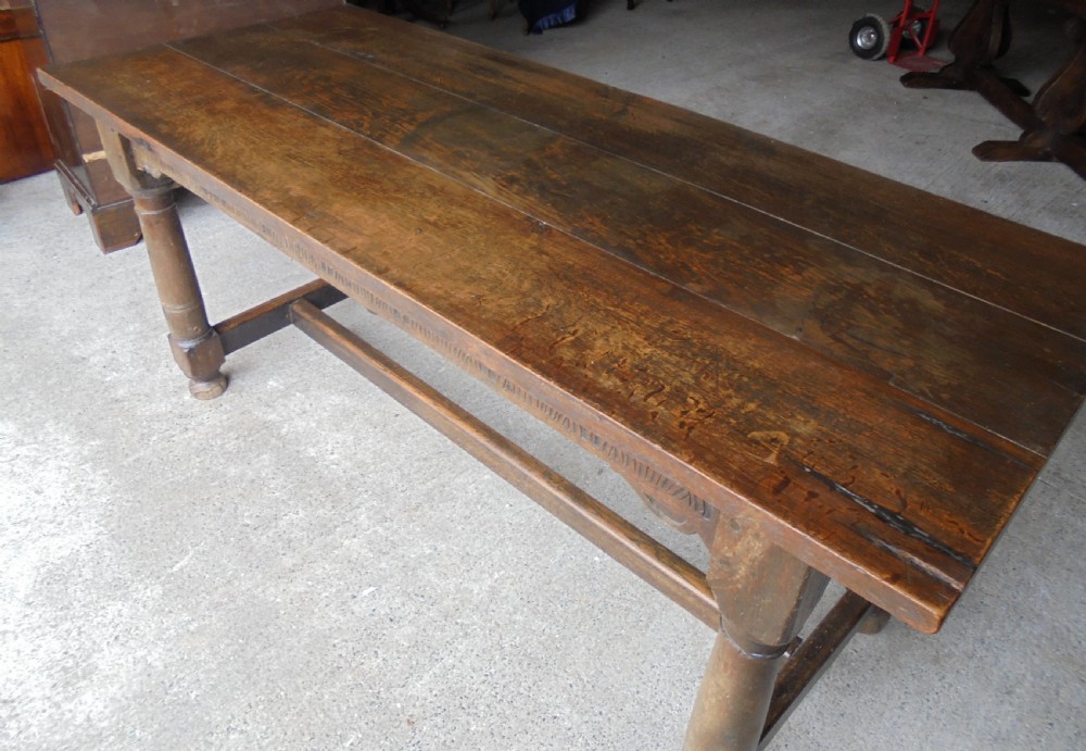 Part 18th century oak farmhouse refectory dining table seats eight View VI