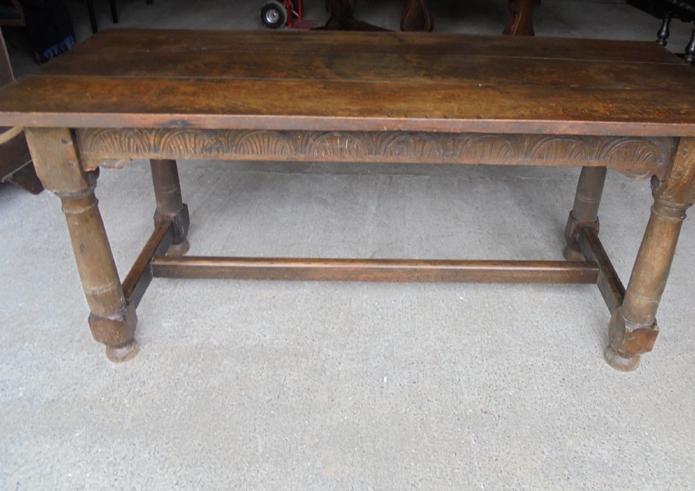 Part 18th century oak farmhouse refectory dining table seats eight View VII