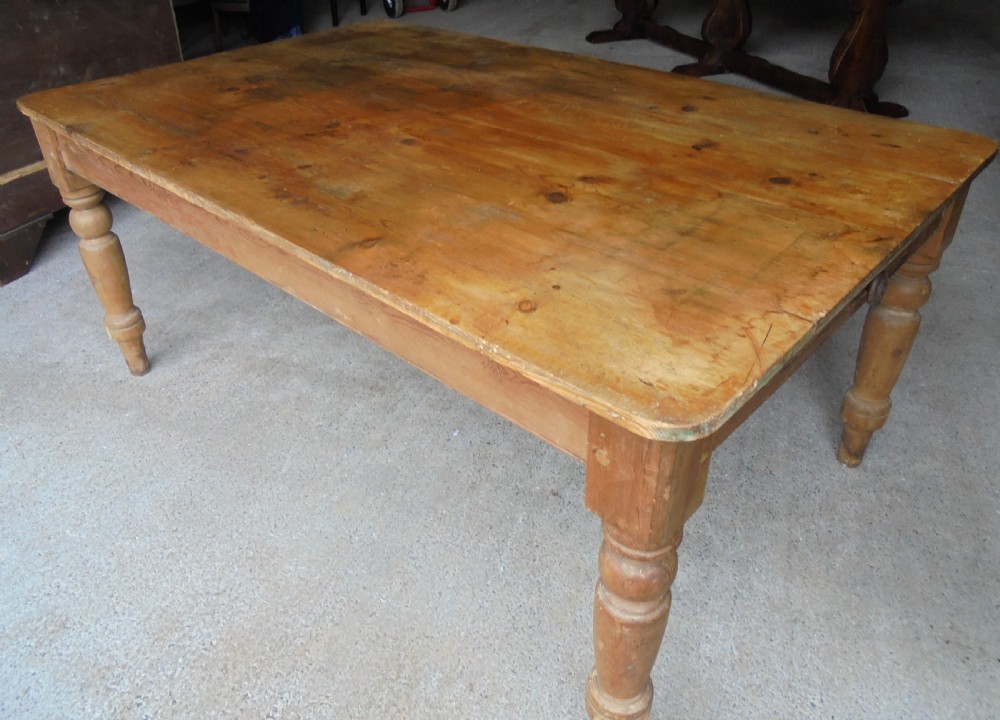 Victorian pine kitchen dining table seats six