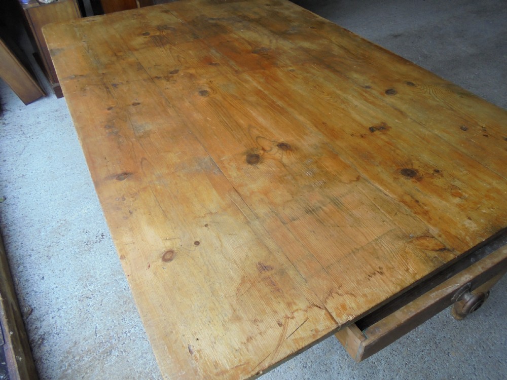 Victorian pine kitchen dining table seats six View II