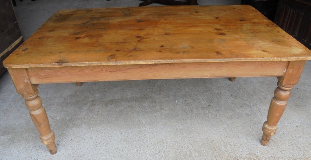 Victorian pine kitchen dining table seats six View III