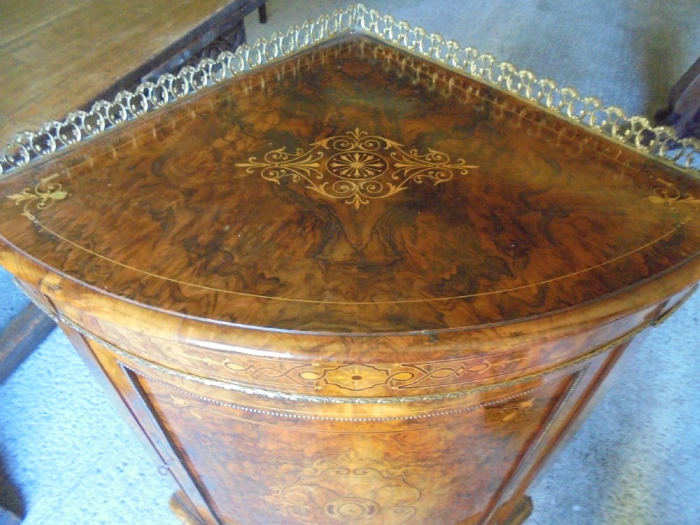 Victorian burr walnut marquetry cabinet View II