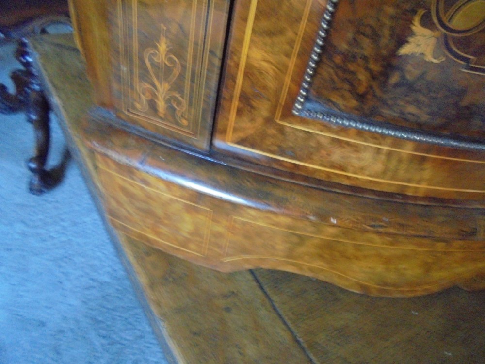 Victorian burr walnut marquetry cabinet View IV
