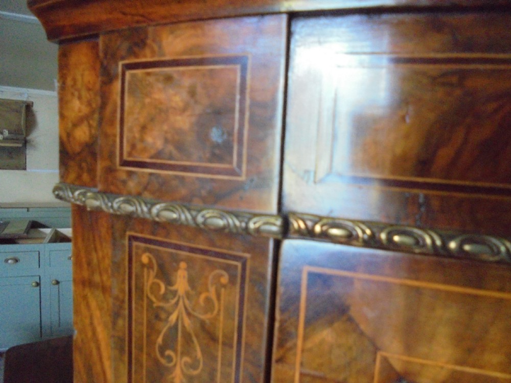 Victorian burr walnut marquetry cabinet View V