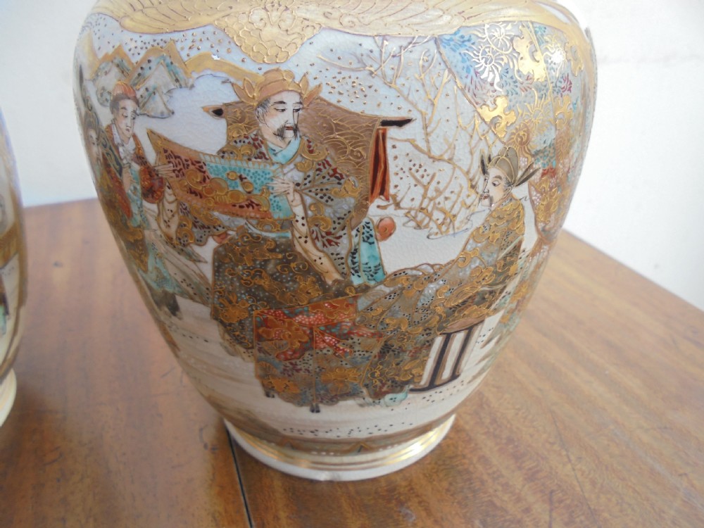 Pair of Meji period Satsuma vases View II
