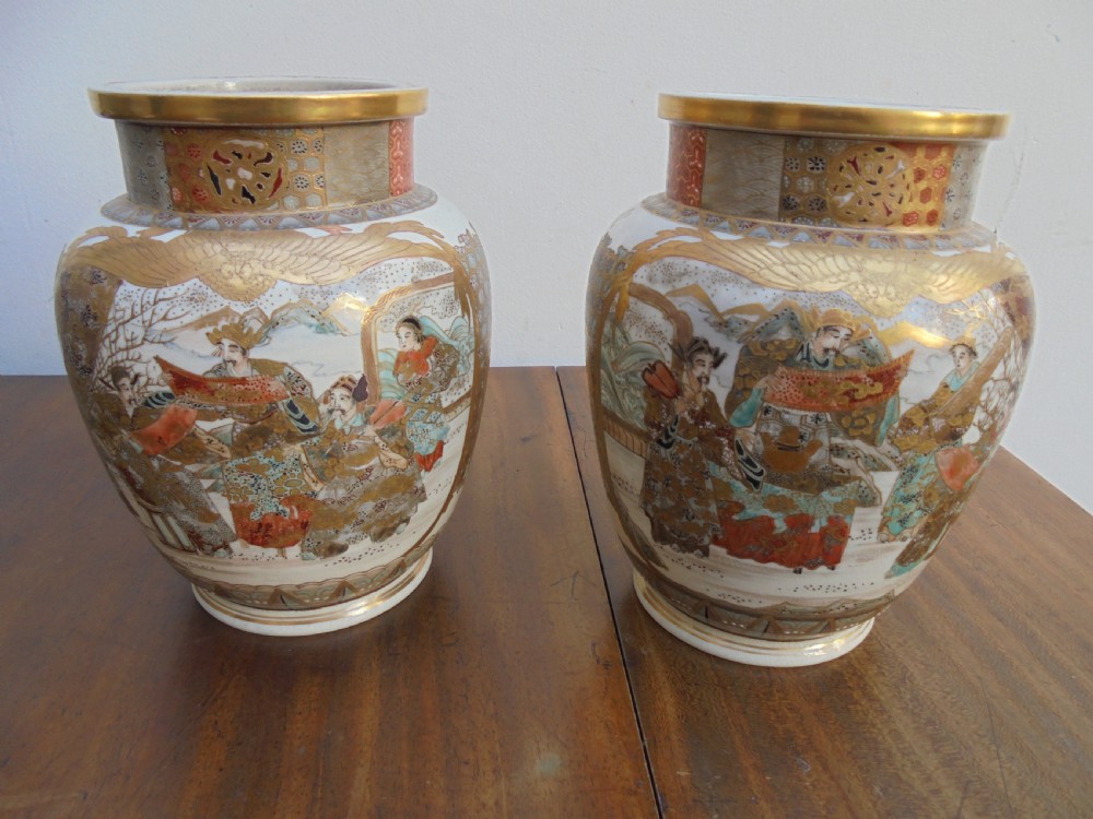 Pair of Meji period Satsuma vases View III