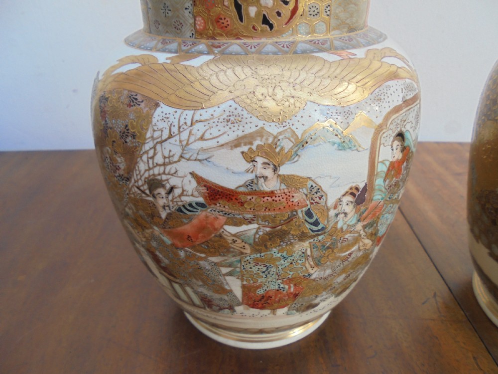 Pair of Meji period Satsuma vases View IV