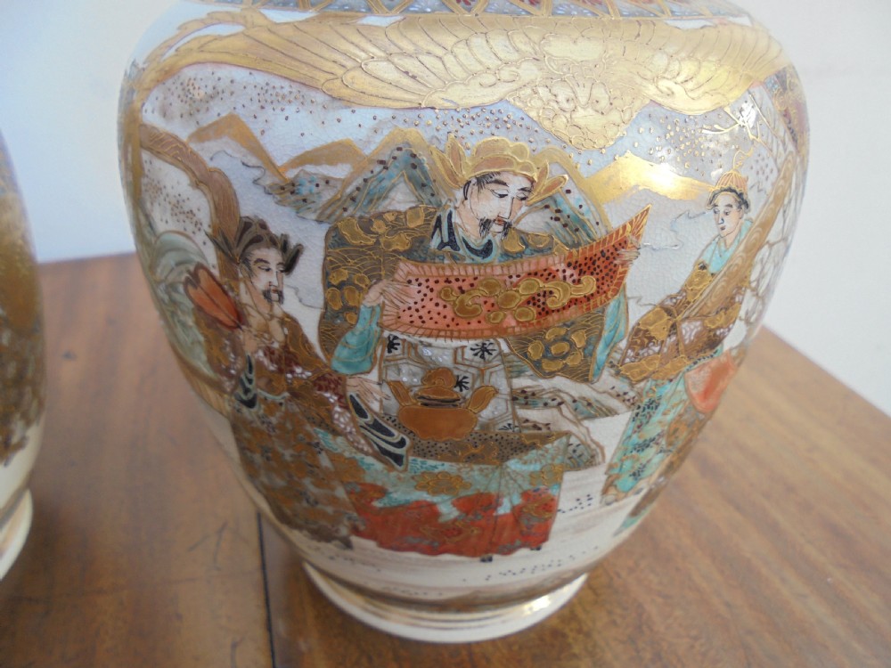 Pair of Meji period Satsuma vases View V