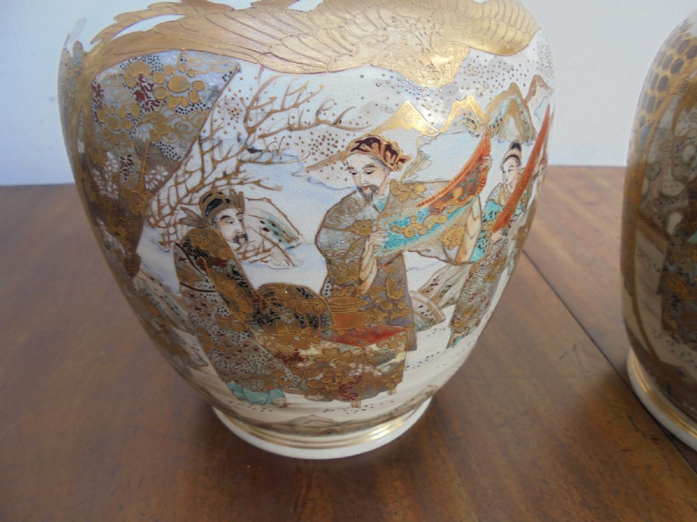 Pair of Meji period Satsuma vases View VI