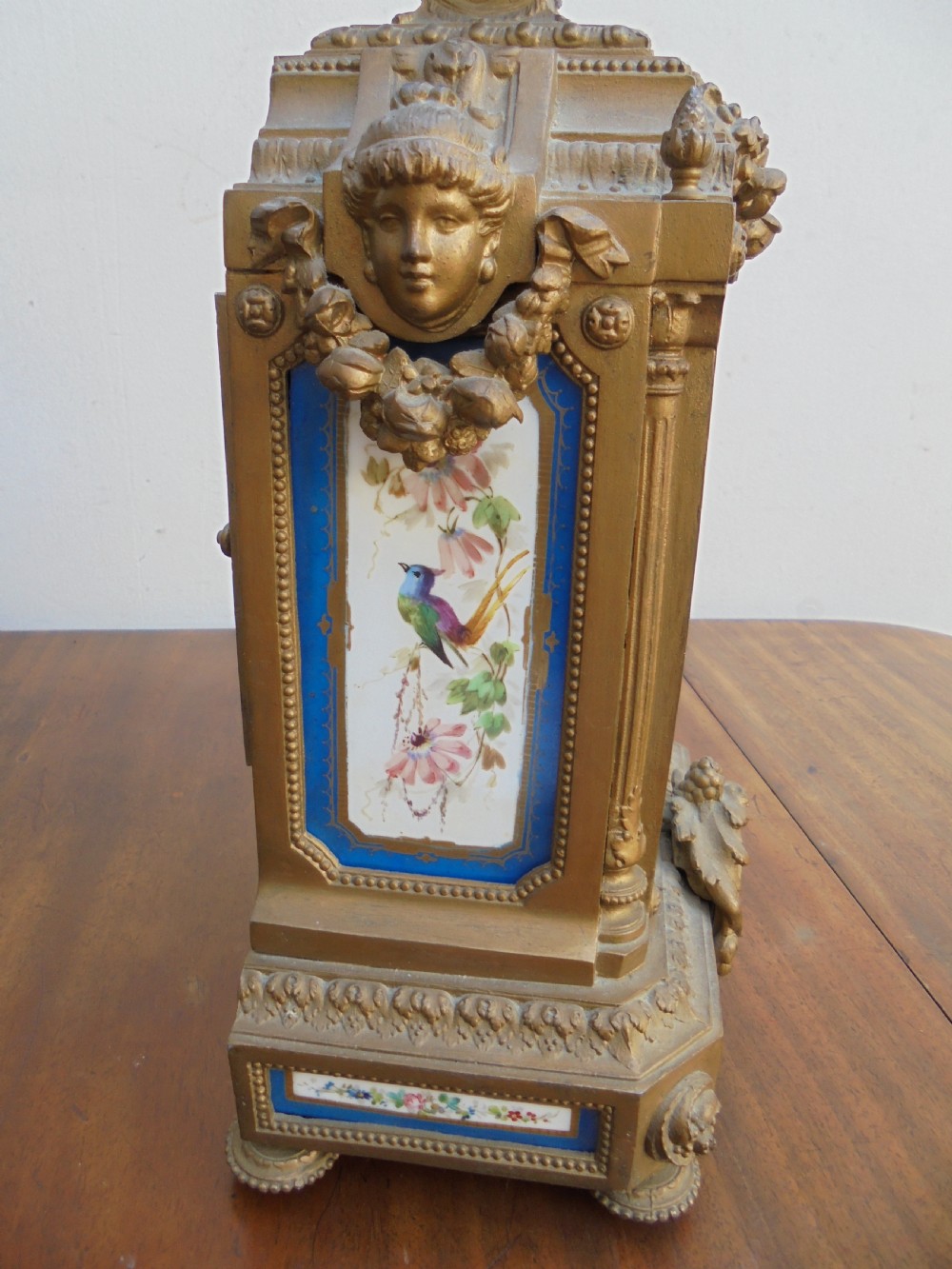 French  19th century mantle clock Sevres panels View V