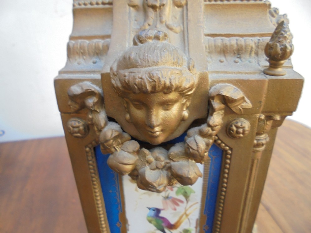 French  19th century mantle clock Sevres panels View VI