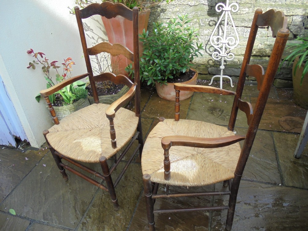 Pair 19th century French carver chairs View II